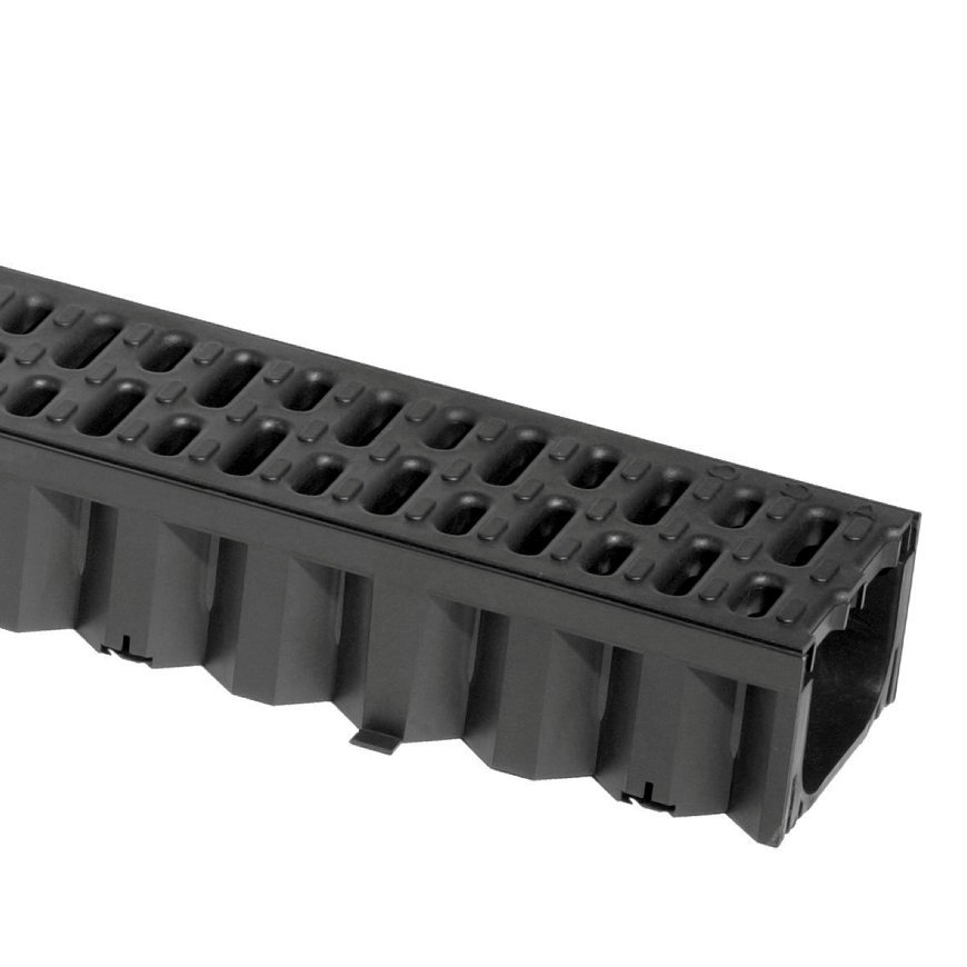 ACO Hexaline kunststof lijngoot, met kunststof sleufrooster, l x h = 100 x 7,8 cm, zwart ACO Hexaline kunststof lijngoot, met kunststof sleufrooster, l x h = 100 x 7,8 cm, zwart