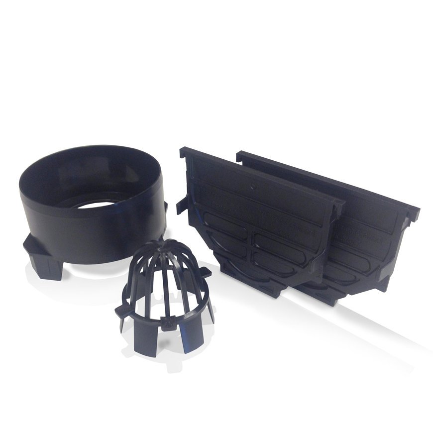 ACO Hexaline 2.0 eindplatenset met bladkorf en onderuitloop, h = 7,8 cm, zwart ACO Hexaline 2.0 eindplatenset met bladkorf en onderuitloop, h = 7,8 cm, zwart