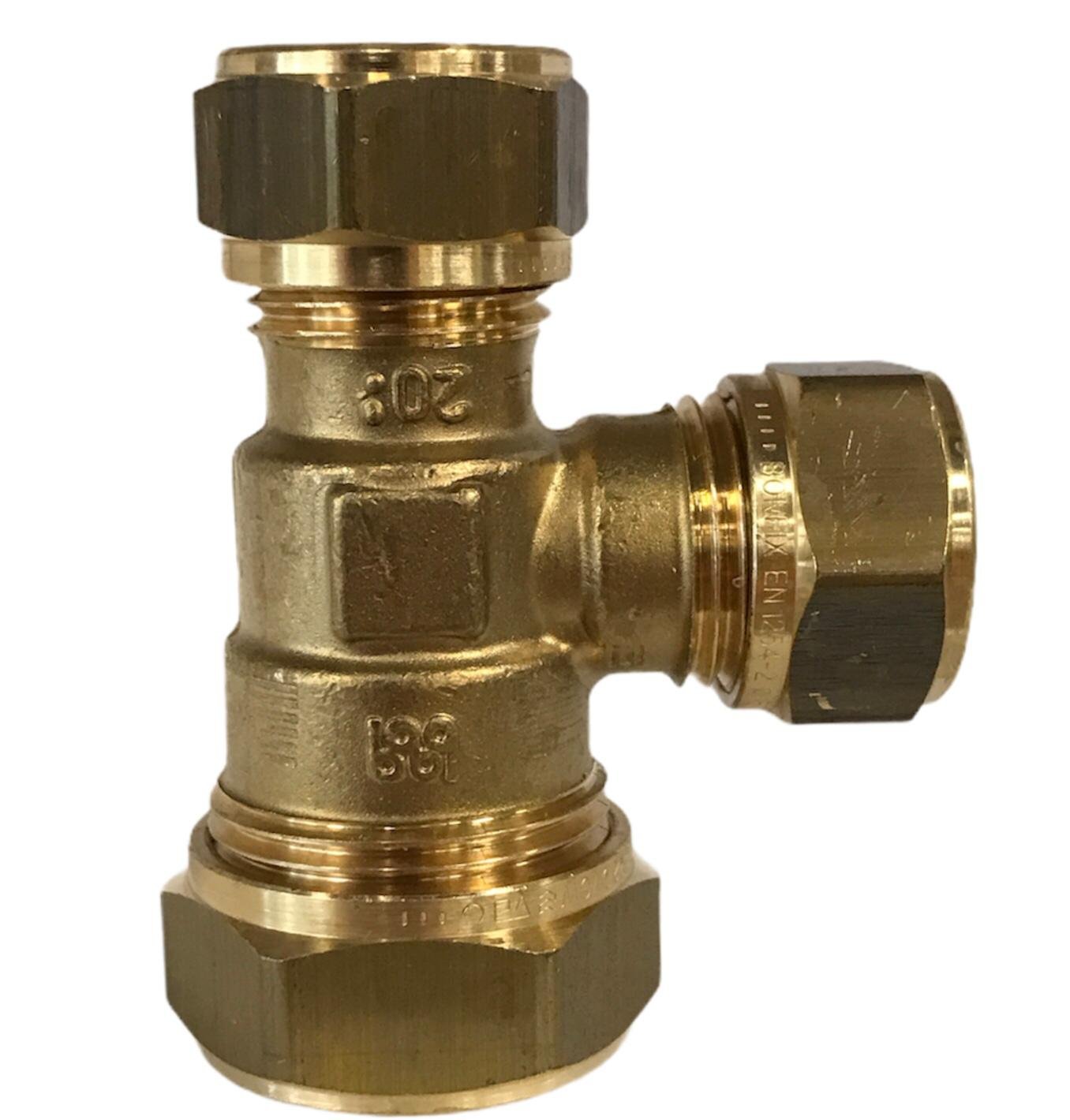 Bonfix messing verloop T-stuk 90°, Kiwa / Gastec, 3x knel Bonfix messing verloop T-stuk 90°, Kiwa / Gastec, 3x knel