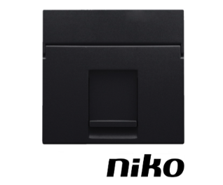 Niko Afwerkingsset voor RJ connectoren met ondoorzichtig tekstveld, zwart Niko Afwerkingsset voor RJ connectoren met ondoorzichtig tekstveld, zwart