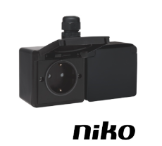 Niko Spuitwaterdicht wcd dubbel HORIZONTAAL incl.doos met 1 x M20-ingang met wartel, insteekklemmen Niko Spuitwaterdicht wcd dubbel HORIZONTAAL incl.doos met 1 x M20-ingang met wartel, insteekklemmen