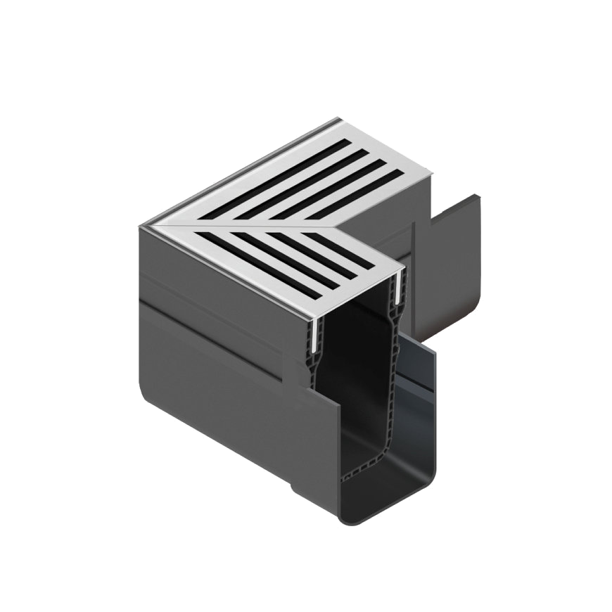 ACO hoekstuk, type Slimline, pvc, incl. designrooster, A15, 13,5 x 13,5 x 10 cm Aluminium ACO hoekstuk, type Slimline, pvc, incl. designrooster, A15, 13,5 x 13,5 x 10 cm Aluminium