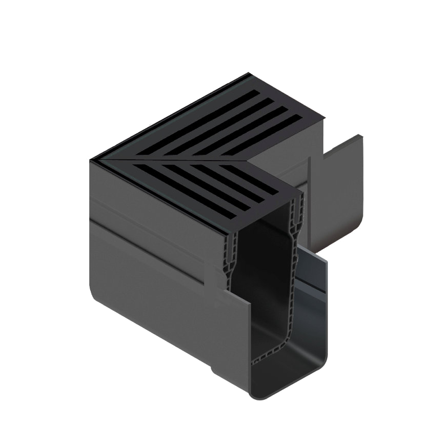 ACO hoekstuk, type Slimline, pvc, incl. designrooster, A15, 13,5 x 13,5 x 10 cm Zwart aluminium ACO hoekstuk, type Slimline, pvc, incl. designrooster, A15, 13,5 x 13,5 x 10 cm Zwart aluminium