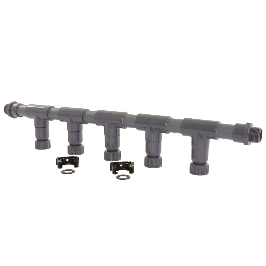 Maspla waterverdeler, pvc, d = 32 mm. 1" aansluitingen 5 aftakkingen Maspla waterverdeler, pvc, d = 32 mm. 1" aansluitingen 5 aftakkingen