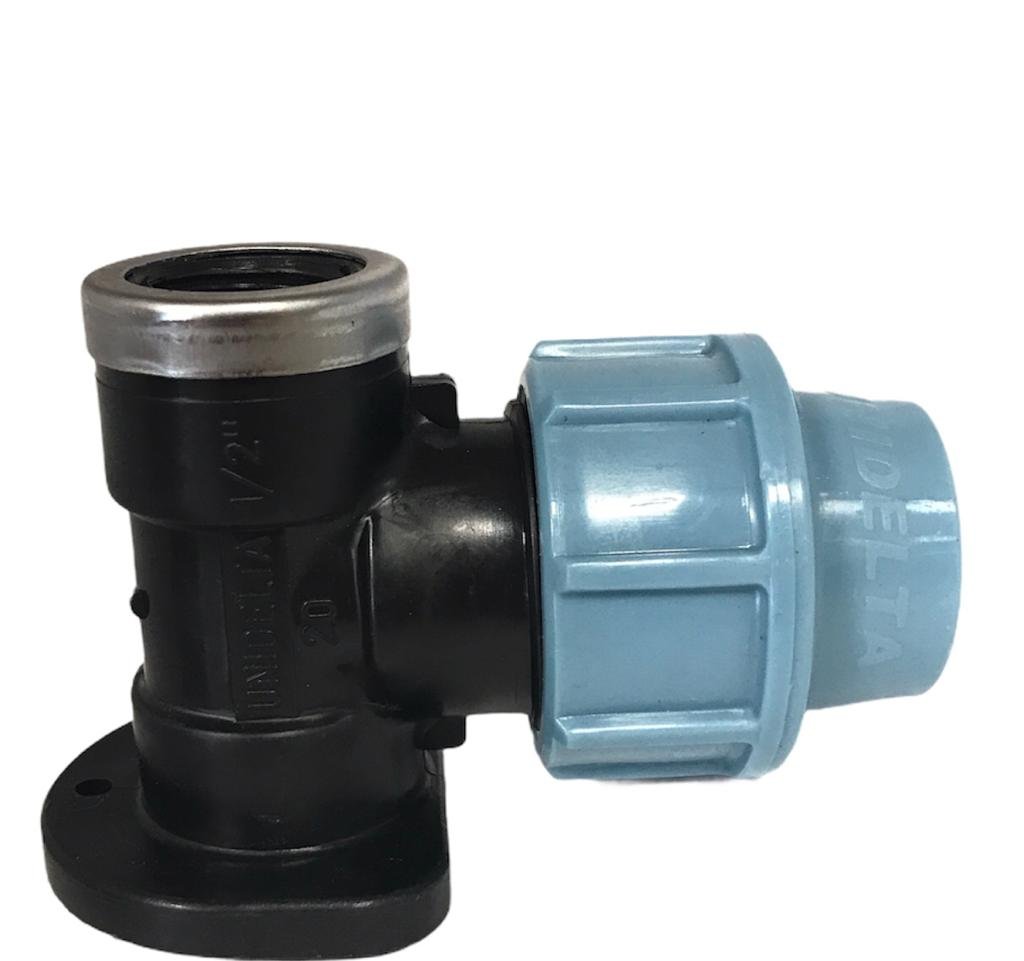 Unidelta muurplaatkoppeling, 1x klem x binnendraad 25 mm x ¾" Unidelta muurplaatkoppeling, 1x klem x binnendraad 25 mm x ¾"