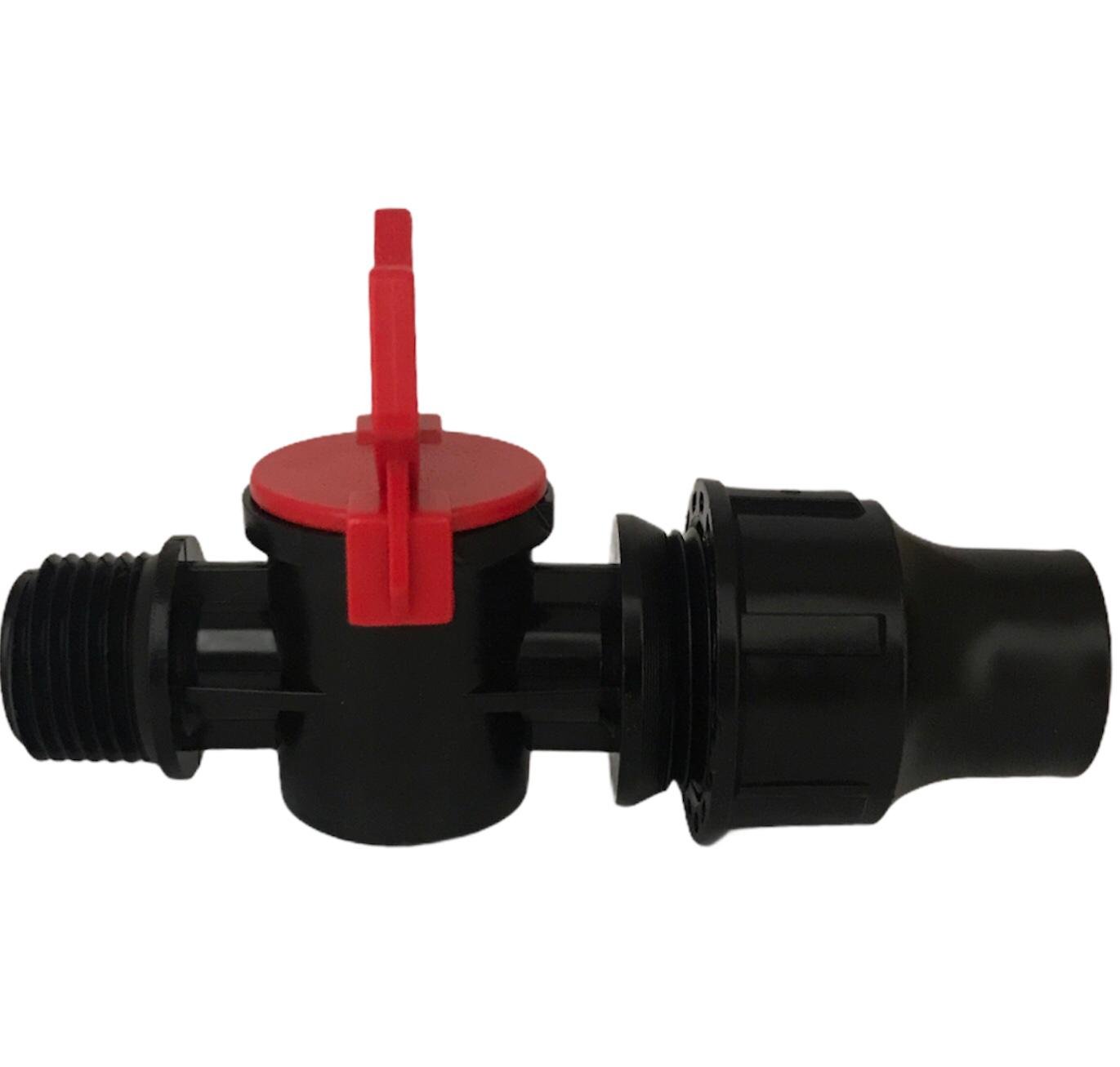 Palaplast koppeling met afsluiter, 2x klem 16 mm x 1/2" buitendraad Palaplast koppeling met afsluiter, 2x klem 16 mm x 1/2" buitendraad