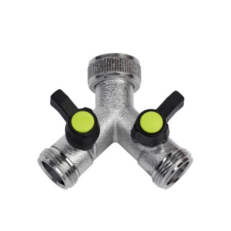 Aquajet 2-weg waterverdeler, messing verchroomd, 2x ¾" buitendraad, 1x ¾" binnendraad Aquajet 2-weg waterverdeler, messing verchroomd, 2x ¾" buitendraad, 1x ¾" binnendraad