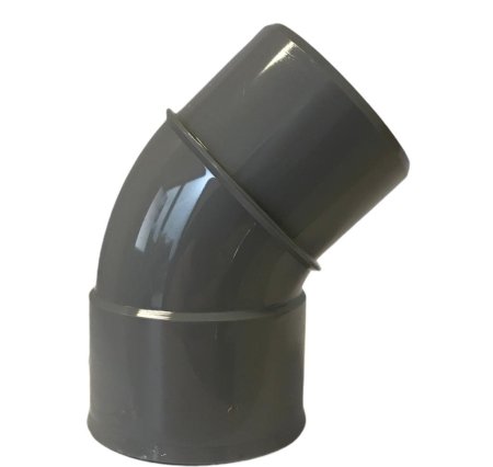 Pvc bocht 45&deg;, inwendig x uitwendig lijm, grijs