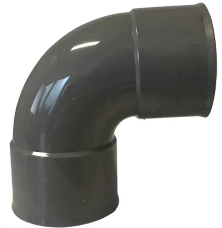 Pvc bocht 88&deg;, 2x inwendig lijm, grijs