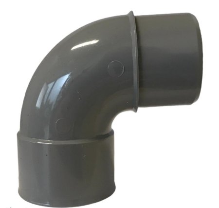 Pvc bocht 88&deg;, inwendig x uitwendig lijm, grijs