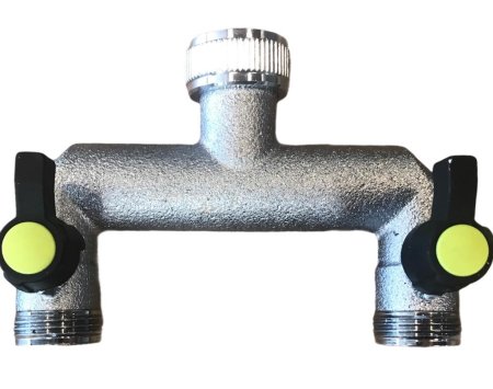 Waterverdeler, 2-weg, messing verchroomd, ¾" binnendraad Waterverdeler, 2-weg, messing verchroomd, ¾" binnendraad