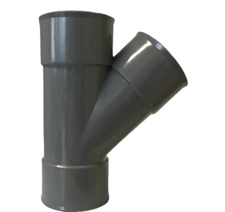 Pvc T-stuk 45&deg;, 3x inwendig lijm, grijs