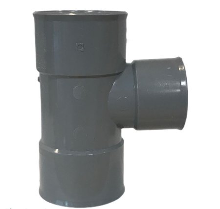 Pvc verloop T-stuk 88&deg;, 3x inwendig lijm, grijs, KOMO