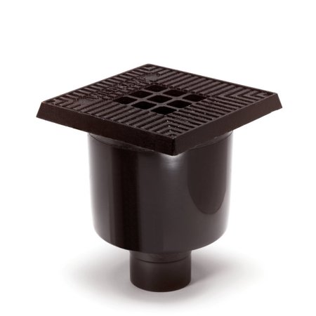 Afvoerput pvc met gietijzeren rand en rooster, 200 x 200 mm Afvoerput pvc met gietijzeren rand en rooster, 200 x 200 mm