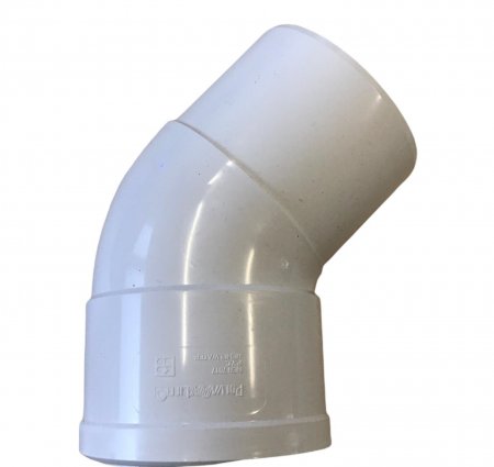 Hwa bocht 45°, pvc, inwendig lijm x verjongd spie, wit Hwa bocht 45°, pvc, inwendig lijm x verjongd spie, wit