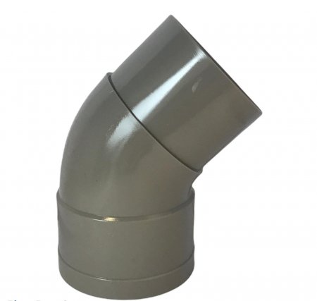 Hwa bocht 45°, pvc, inwendig lijm x verjongd spie, grijs Hwa bocht 45°, pvc, inwendig lijm x verjongd spie, grijs