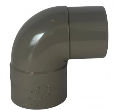 Hwa bocht 87°, pvc, inwendig lijm x verjongd spie, grijs Hwa bocht 87°, pvc, inwendig lijm x verjongd spie, grijs